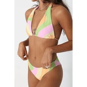 Aurelle Retro Pink, Green, and Orange Bikini Size Medium